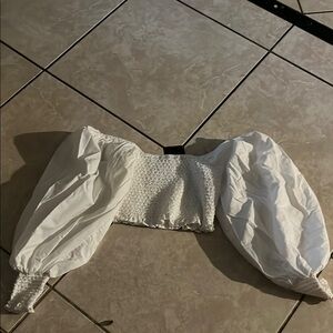 Farm rio White Puff Sleeve Crop Top